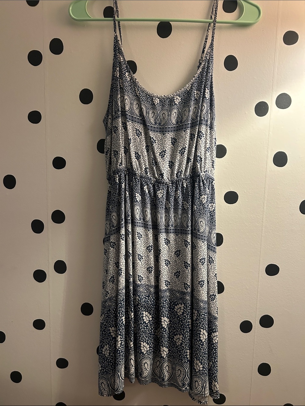 GAP Blue and White Printed Spaghetti-Strap Summer Dress